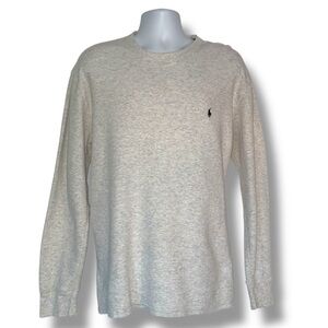 Polo Ralph Lauren Waffle Knit Long Sleeve Shirt XL Gray Cotton Crewneck